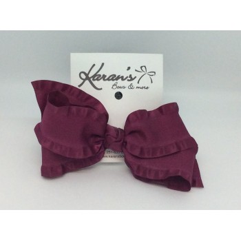 Red (Cranberry) Double Ruffle Bow - 4 Inch